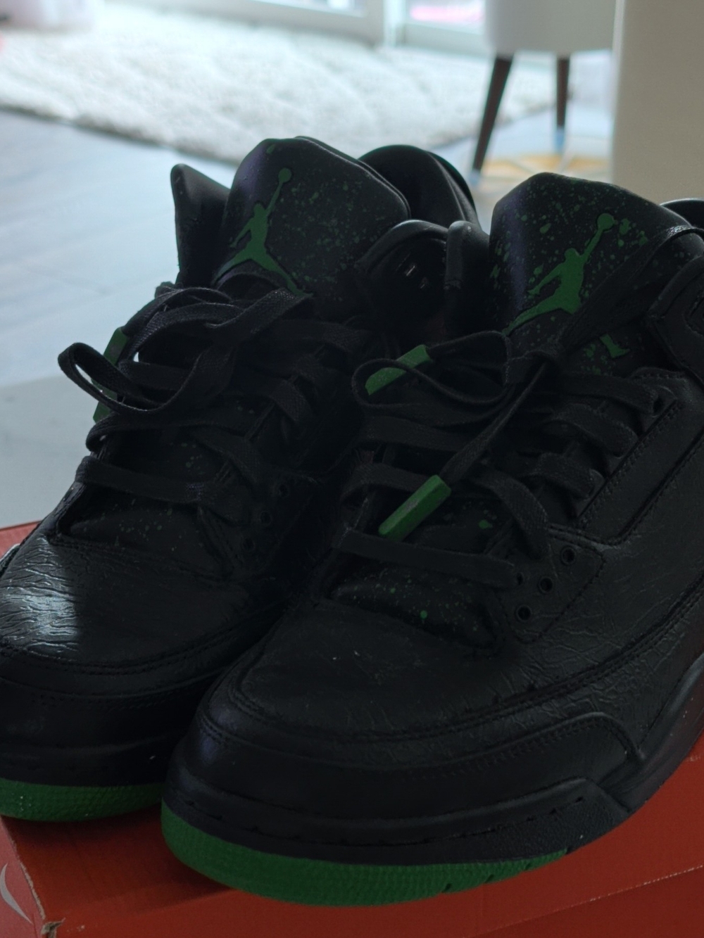 Custom Nike Jordan 3's Men’s Black and Green Low-Top Sneakers - Picture 13 of 14